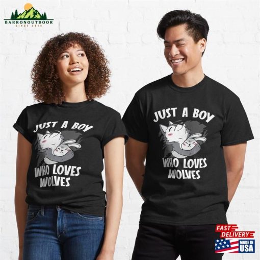 Just A Boy Who Loves Wolves Werewolf Wolf Lover Classic T-Shirt Unisex