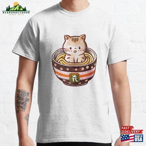 Kawaii Cat Enjoying A Bowl Of Ramen Classic T-Shirt Sweatshirt