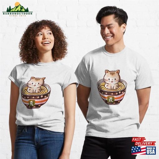 Kawaii Cat Enjoying A Bowl Of Ramen Classic T-Shirt Sweatshirt