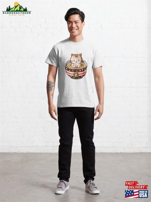 Kawaii Cat Enjoying A Bowl Of Ramen Classic T-Shirt Sweatshirt