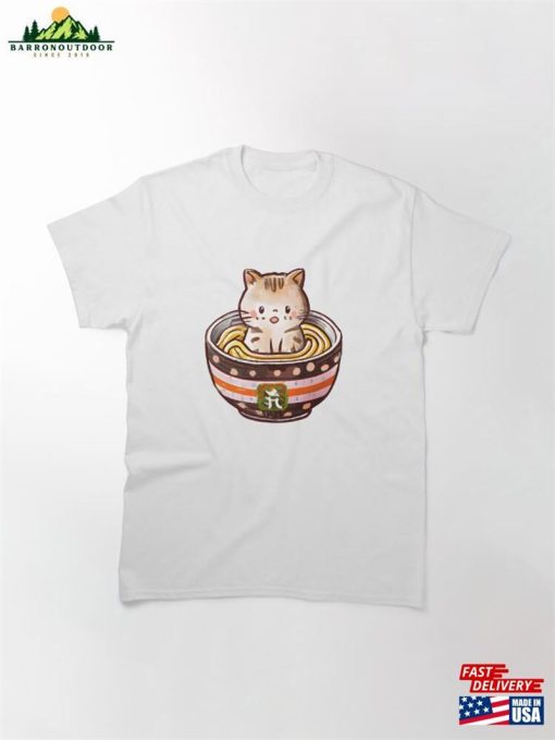 Kawaii Cat Enjoying A Bowl Of Ramen Classic T-Shirt Sweatshirt Hoodie