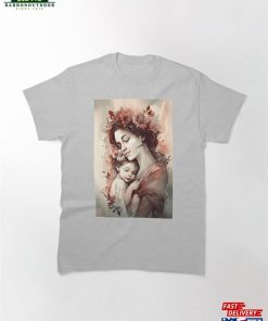 Loving Embrace Enchanting Mother And Baby Illustration With Soft Colors Classic T-Shirt Unisex