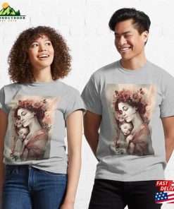 Loving Embrace Enchanting Mother And Baby Illustration With Soft Colors Classic T-Shirt Unisex 2 Loving Embrace Enchanting Mother And Baby Illustration With Soft Colors Classic T Shirt Unisex 3