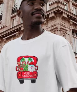 Merry Christmas Red Trees Truck Funny Christmas T Shirt 3