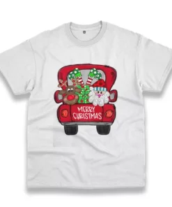 Merry Christmas Red Trees Truck Funny Christmas T Shirt 4