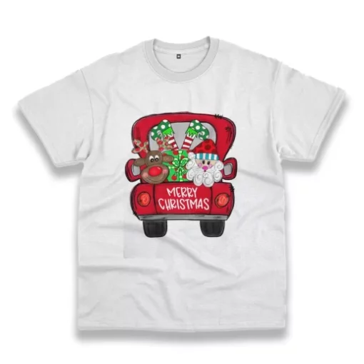 Merry Christmas Red Trees Truck Funny Christmas T Shirt