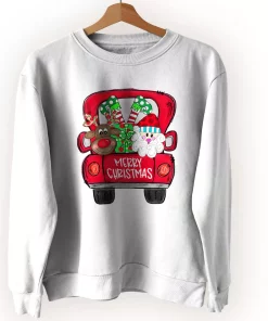 Merry Christmas Red Trees Truck Ugly Christmas Sweater Merry Christmas Red Trees Truck Ugly Christmas Sweater