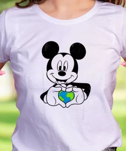 Mickey Holding Earth Casual Earth Day T Shirt