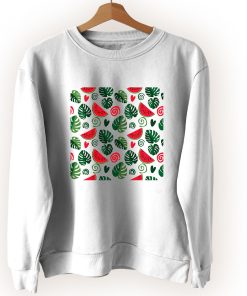 Monstera Leaves And Watermelon Vintage Sweatshirt Monstera Leaves And Watermelon Vintage Sweatshirt