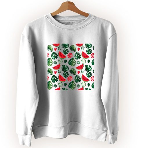 Monstera Leaves And Watermelon Vintage Sweatshirt