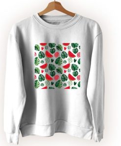 Monstera Leaves And Watermelon Vintage Sweatshirt
