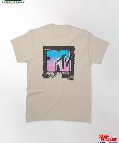 Mtv Color Stamp Glitch Neon Logo Classic T-Shirt Unisex