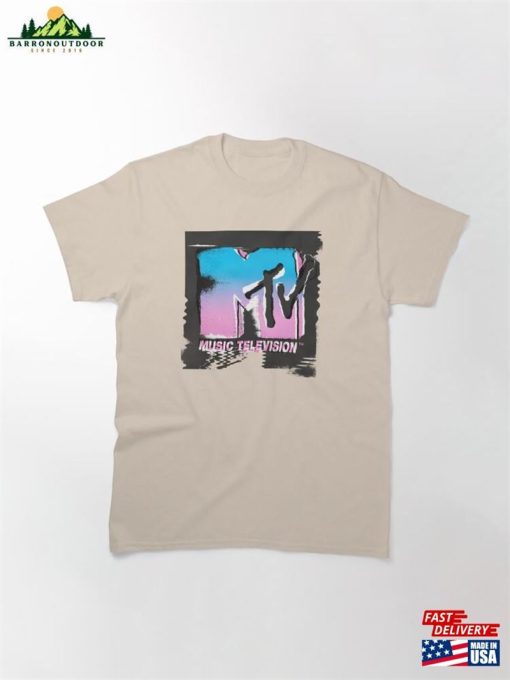 Mtv Color Stamp Glitch Neon Logo Classic T-Shirt Unisex