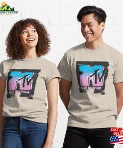 Mtv Color Stamp Glitch Neon Logo Classic T Shirt Unisex 3