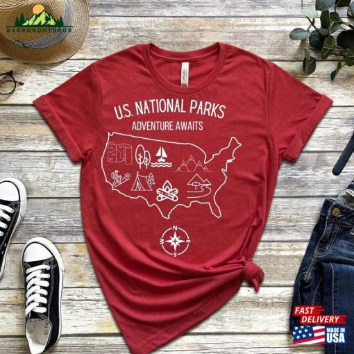 National Parks T-Shirt Map Camping Hiking Shirt Nature Sweatshirt Hoodie