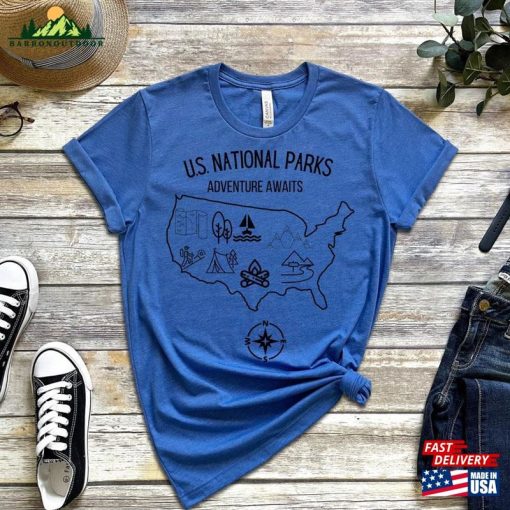 National Parks T-Shirt Map Camping Hiking Shirt Nature Sweatshirt Hoodie