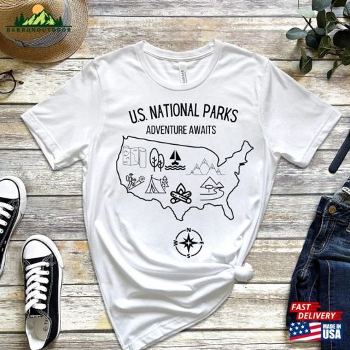 National Parks T-Shirt Map Camping Hiking Shirt Nature Sweatshirt Hoodie