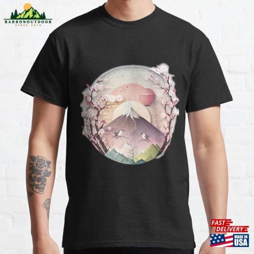 Nature’s Majesty Scenic Beauty Of Cherry Blossoms Sunrise Classic T-Shirt Hoodie