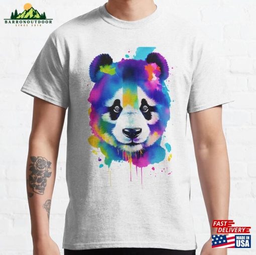 Panda Colorful Watercolor Splatters Classic T-Shirt