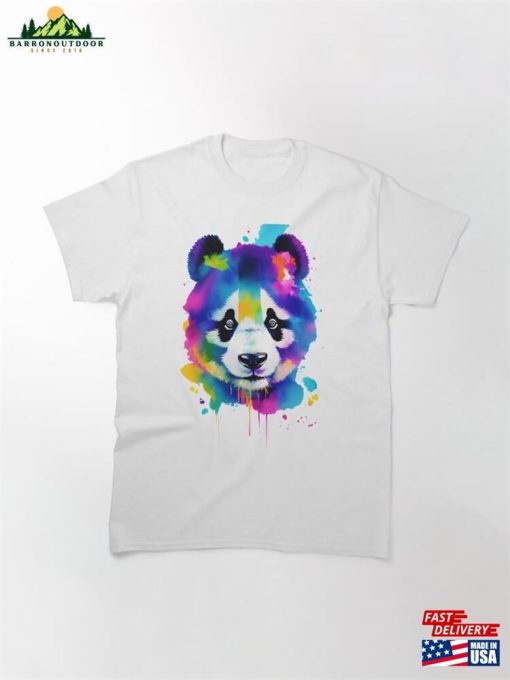 Panda Colorful Watercolor Splatters Classic T-Shirt