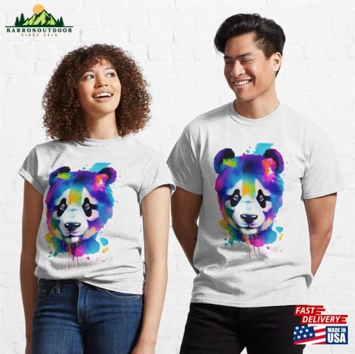 Panda Colorful Watercolor Splatters Classic T-Shirt