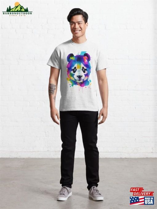 Panda Colorful Watercolor Splatters Classic T-Shirt