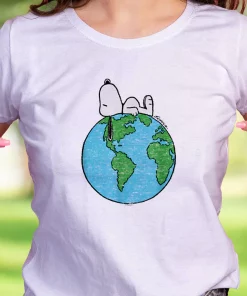 Peanuts Snoopy On Top Of The World Casual Earth Day T Shirt