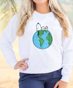 Peanuts Snoopy On Top Of The World Sweatshirt Earth Day Costume