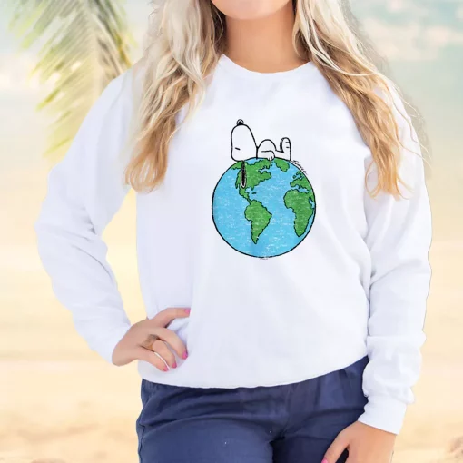 Peanuts Snoopy On Top Of The World Sweatshirt Earth Day Costume