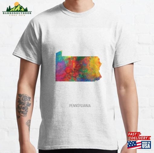 Pennsylvania Watercolor Map Classic T-Shirt Sweatshirt Hoodie