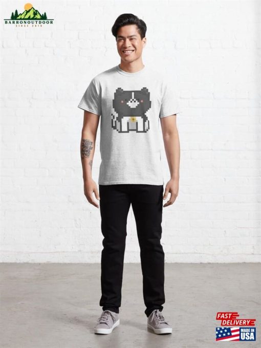 Pixel Quiet Border Collie Cat 72 Classic T-Shirt Unisex