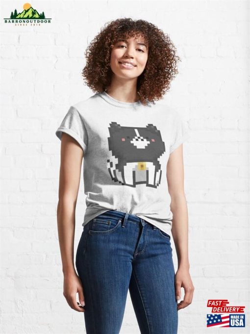 Pixel Quiet Border Collie Cat 72 Classic T-Shirt Unisex