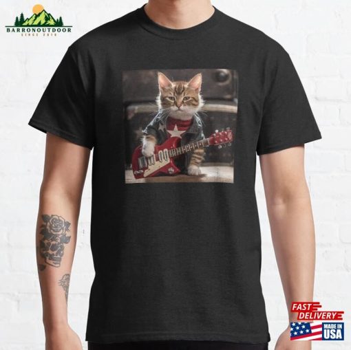 Playful Purrfection Adorable Rockstar Kitty Kitten For Cat Lovers Classic T-Shirt