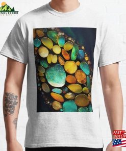 Pointillism Seaglass Golden Streams Abstract Classic T-Shirt Sweatshirt