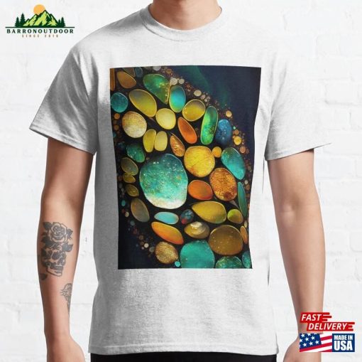 Pointillism Seaglass Golden Streams Abstract Classic T-Shirt Sweatshirt