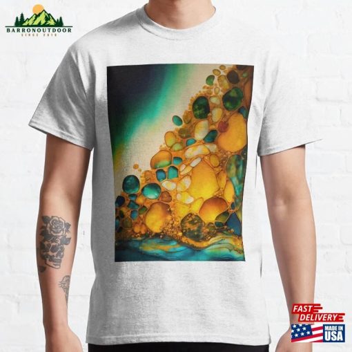 Pointillism Seaglass Golden Streams Abstract Classic T-Shirt Sweatshirt Unisex