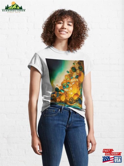 Pointillism Seaglass Golden Streams Abstract Classic T-Shirt Sweatshirt Unisex