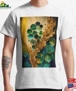 Pointillism Seaglass Golden Streams Abstract Classic T-Shirt Unisex