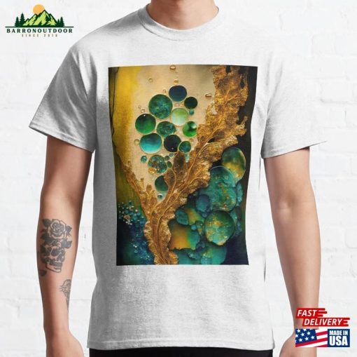 Pointillism Seaglass Golden Streams Abstract Classic T-Shirt Unisex