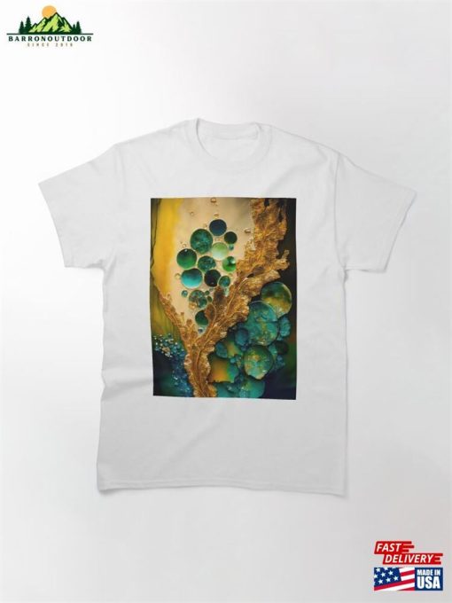 Pointillism Seaglass Golden Streams Abstract Classic T-Shirt Unisex