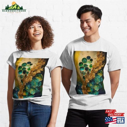 Pointillism Seaglass Golden Streams Abstract Classic T-Shirt Unisex