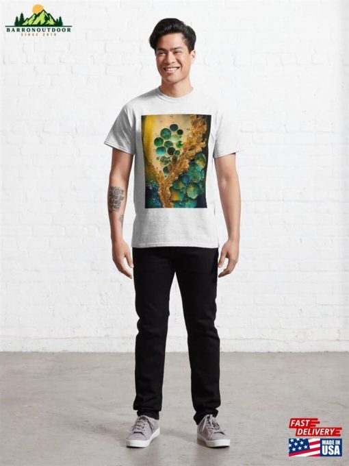 Pointillism Seaglass Golden Streams Abstract Classic T-Shirt Unisex