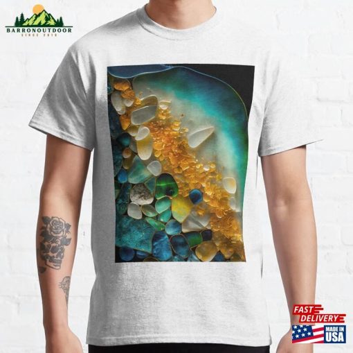 Pointillism Seaglass Golden Streams Abstract Classic T-Shirt Unisex Sweatshirt