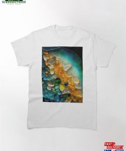 Pointillism Seaglass Golden Streams Abstract Classic T-Shirt Unisex Sweatshirt