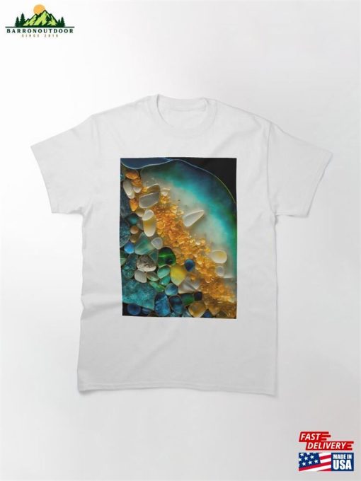 Pointillism Seaglass Golden Streams Abstract Classic T-Shirt Unisex Sweatshirt