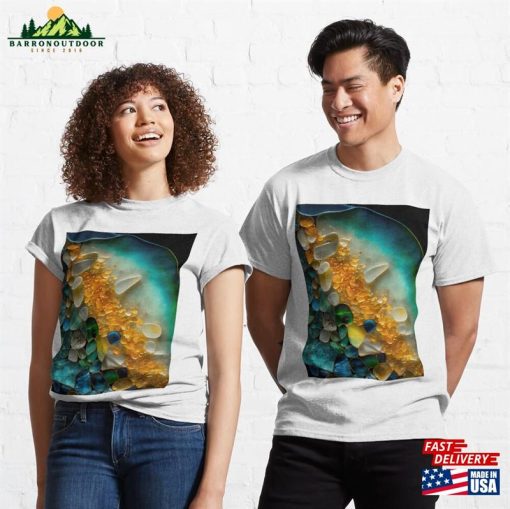 Pointillism Seaglass Golden Streams Abstract Classic T-Shirt Unisex Sweatshirt