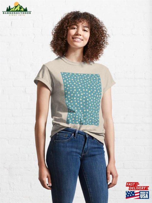 Polka Dots Indigo Blue And Beige Colors Spotted Pattern Classic T-Shirt