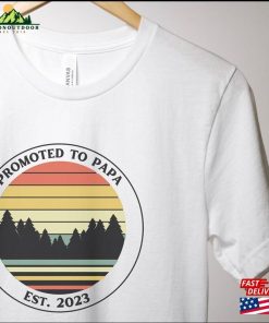 Promoted To Papa Est 2023 T-Shirt Retro Vintage Tee New Grandparent Gift Hoodie Sweatshirt