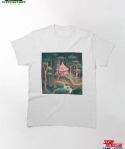 Red Cabin In The Magical Forest Classic T-Shirt Unisex