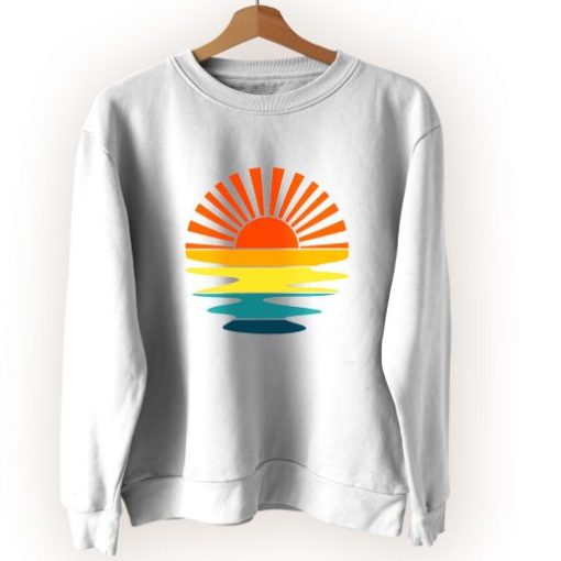 Retro Sunset Rays Wavy Vintage Sweatshirt